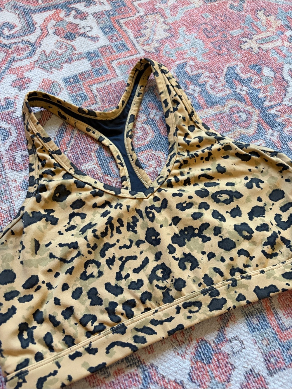 Varley Leopard Print Racerback Sports Bra - Picture 2 of 7